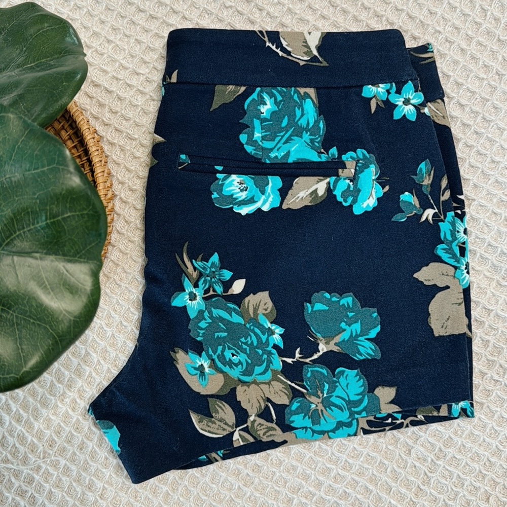 Old Navy Floral Chino Micro Shorts Tropix Daisy Navy Floral Print Aqua